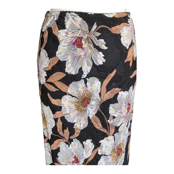 Band of Gypsies BOG Collective NWT Black Cream Foil Floral Slip Midi Skirt SZ XS - Picture 5 of 16